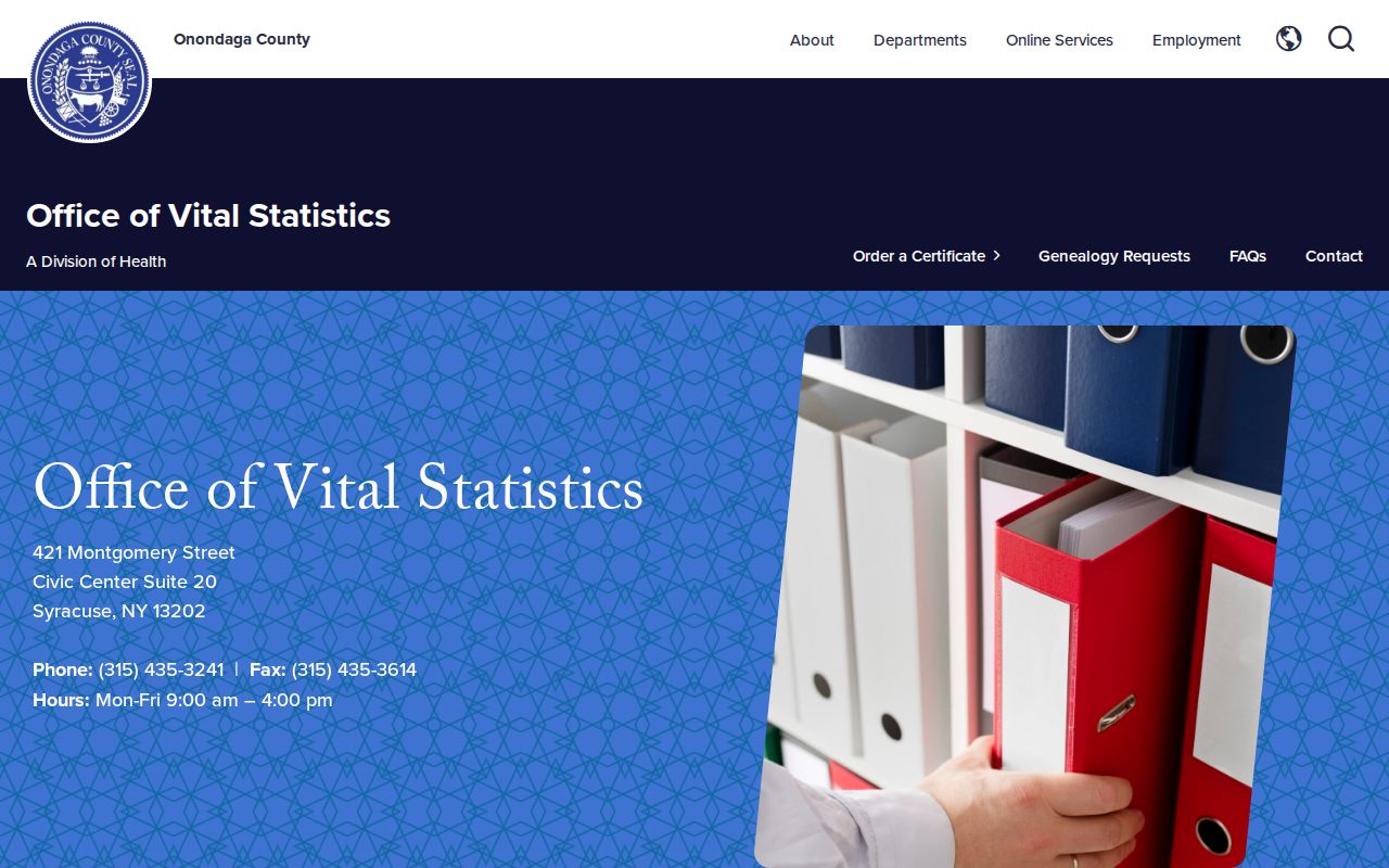 Lysander resident lookup through Onondaga Vital Statistics records