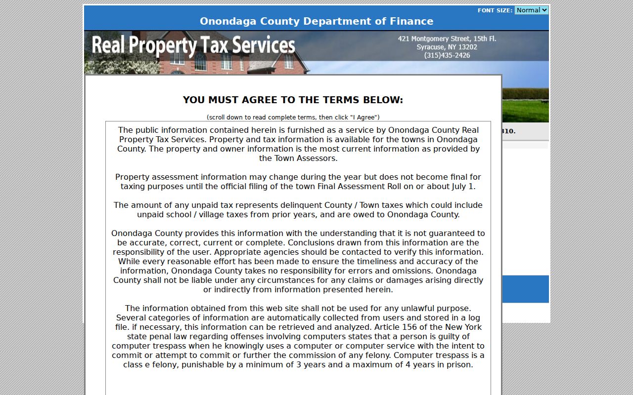 Lysander street directory Onondaga property and tax search choices